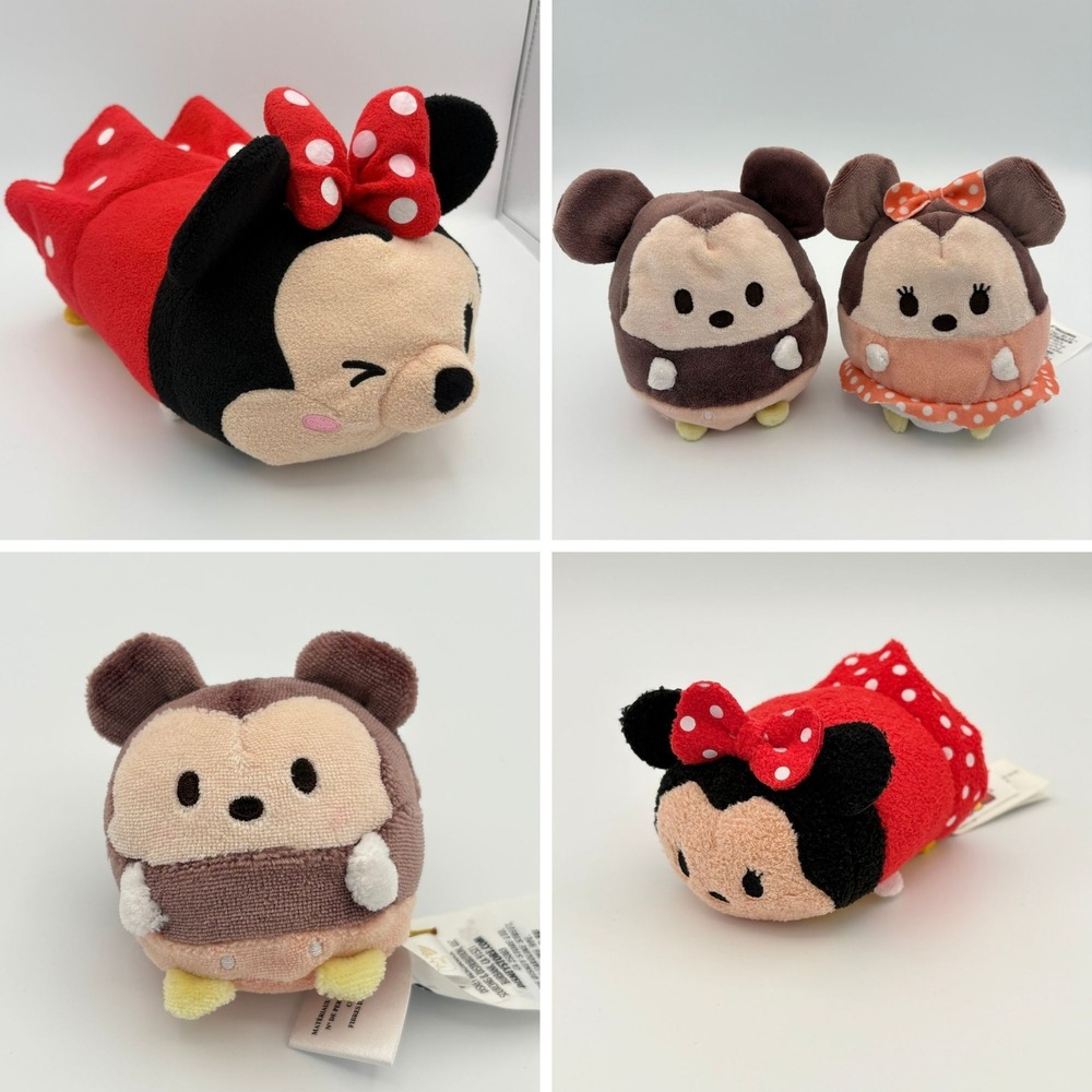 Disney Minnie Mickey Plush Lot Tsum Tsum Ufufy Disney Store Light Up Sound